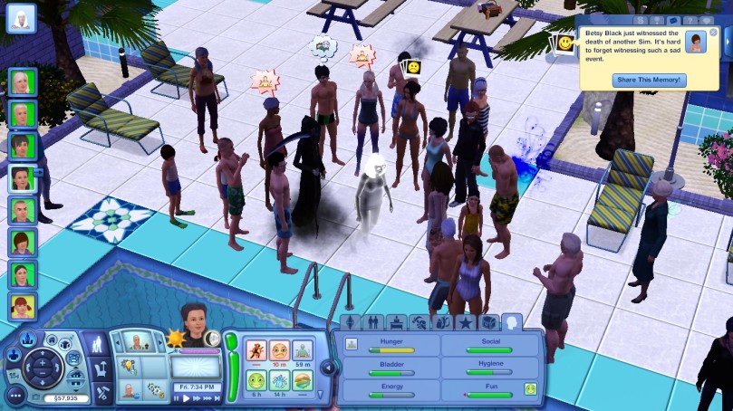 Townie Sim died at a birthday party. That's a buzzkill.